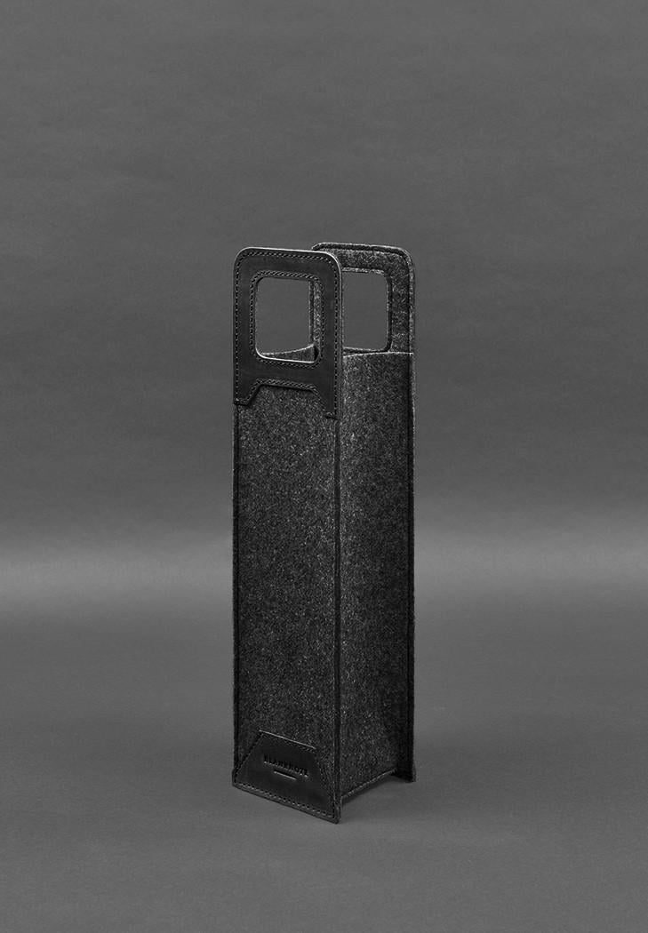 Чохол для вина 1.0 із фетру зі шкіряними вставками Crazy Horse Чорний (A-027930) - фото 6