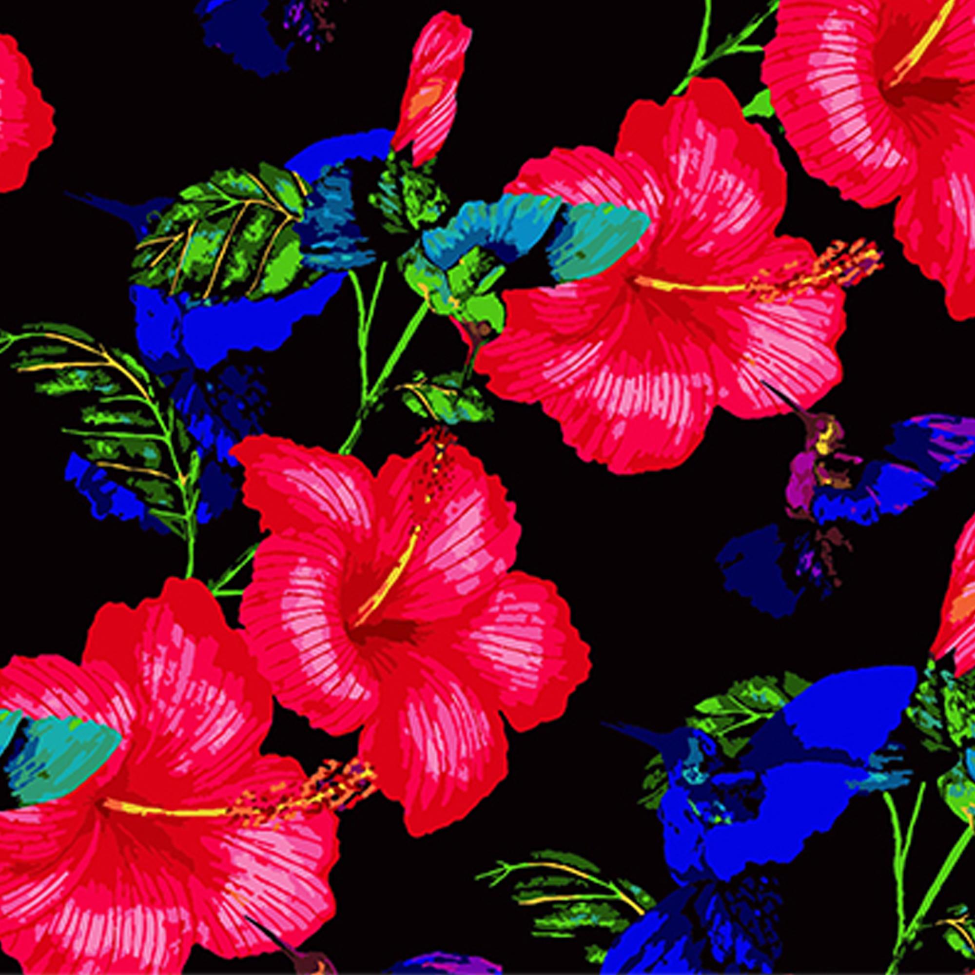 Картина по номерам Strateg Премиум Роскошь гибискуса на черном фоне 40x40 см (Str-AV4040-31)