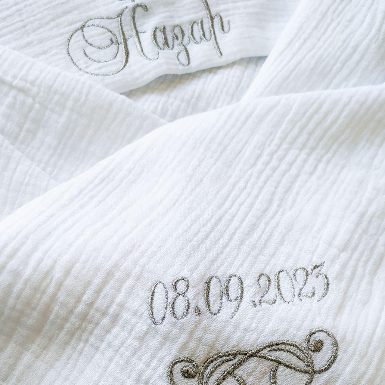 Набор для крещения именной Муслин муслиновая крыжма без оборки/мешочки для локона и хранения (2172953996) - фото 4 Набор для крещения именной Муслин муслиновая крыжма без оборки/мешочки для локона и хранения (2172953996) - фото 4