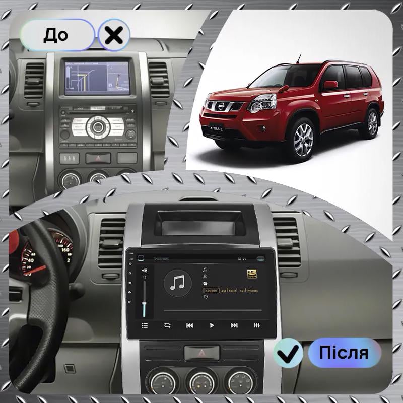 Штатная магнитола Lesko для Nissan X-Trail II рестайлинг 2010-2015 экран 10" 4/32Gb 4G Wi-Fi GPS Top - фото 3