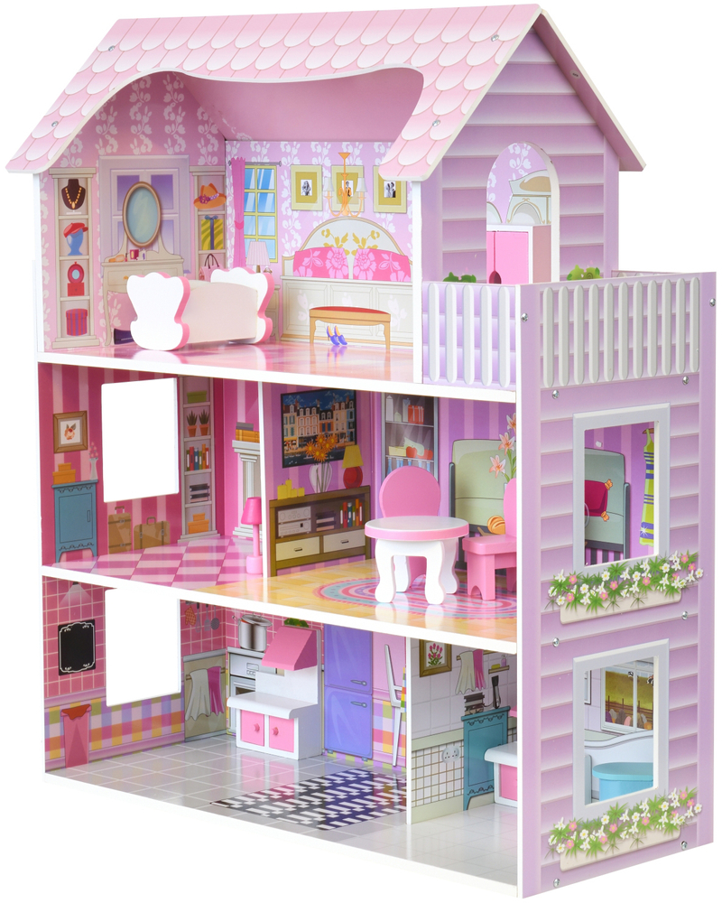 Деревянный кукольный дом с LED подсветкой (3892) - фото 2 Деревянный кукольный дом с LED подсветкой (3892) - фото 2