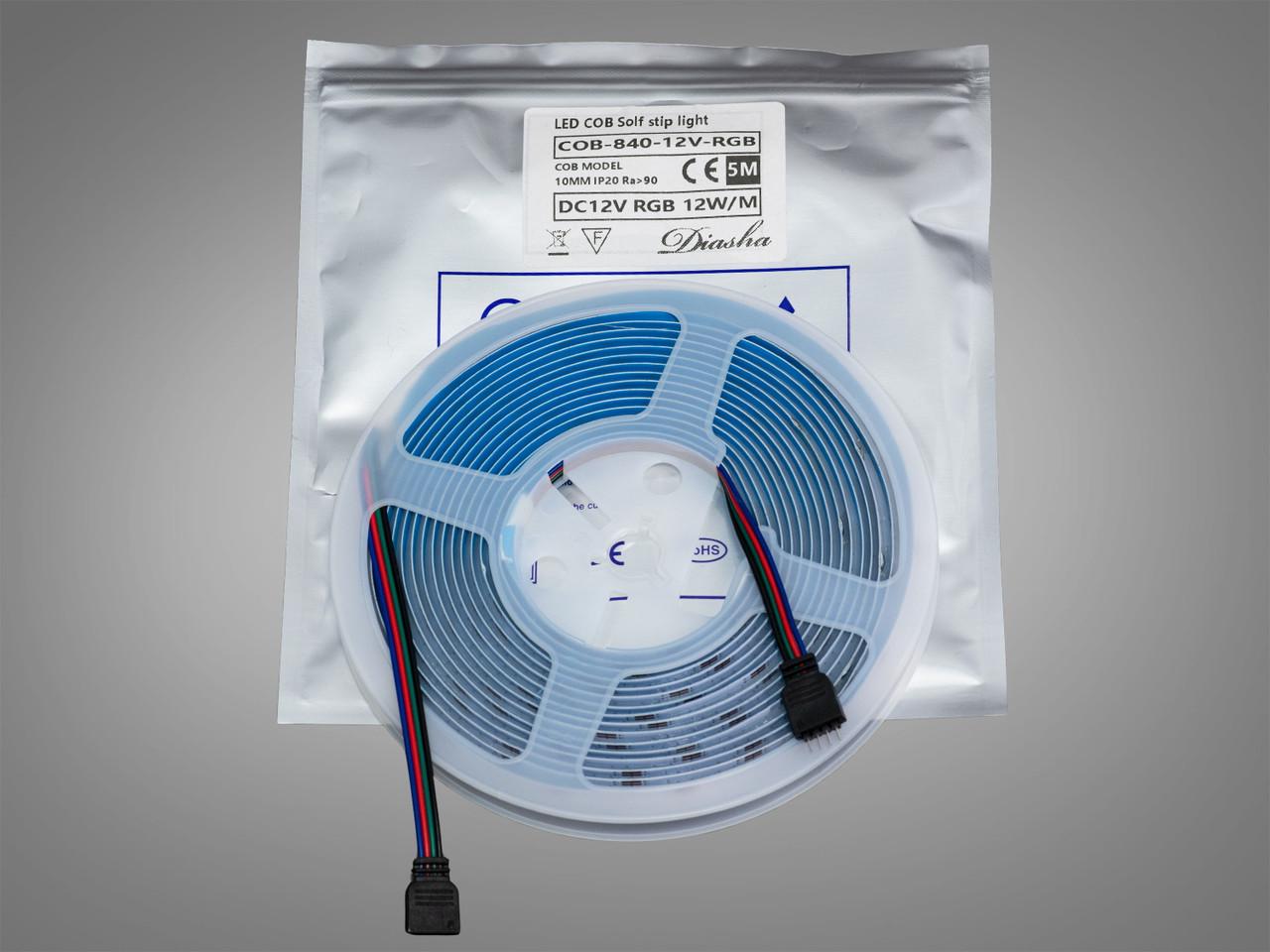 Світлодіодна стрічка СОВ P12-COB-840-RGB-20-10 12 В 840 діодів на метр 10 мм RGB для інтер'єру (2640594165)