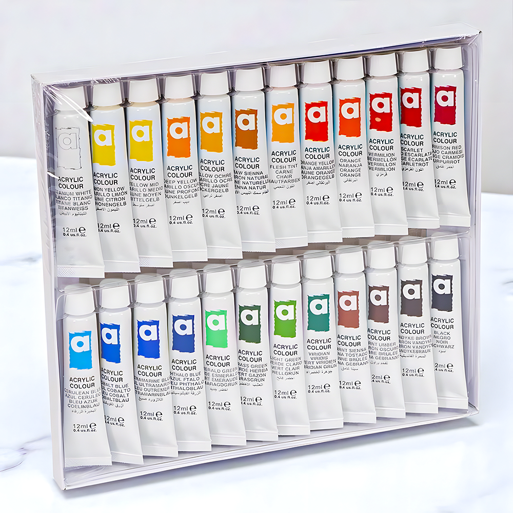 Фарби акрилові художні тюбики в коробці 24 кольори по 12 мл (37-112004) - фото 2 Фарби акрилові художні тюбики в коробці 24 кольори по 12 мл (37-112004) - фото 2
