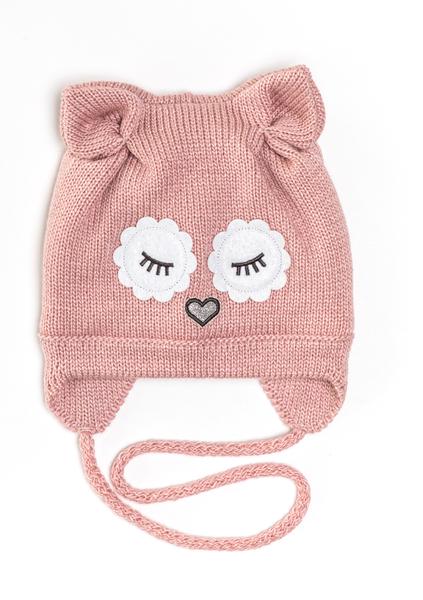 Шапка детская для девочек Сова D769 хлопок 44-48 см Пудровый