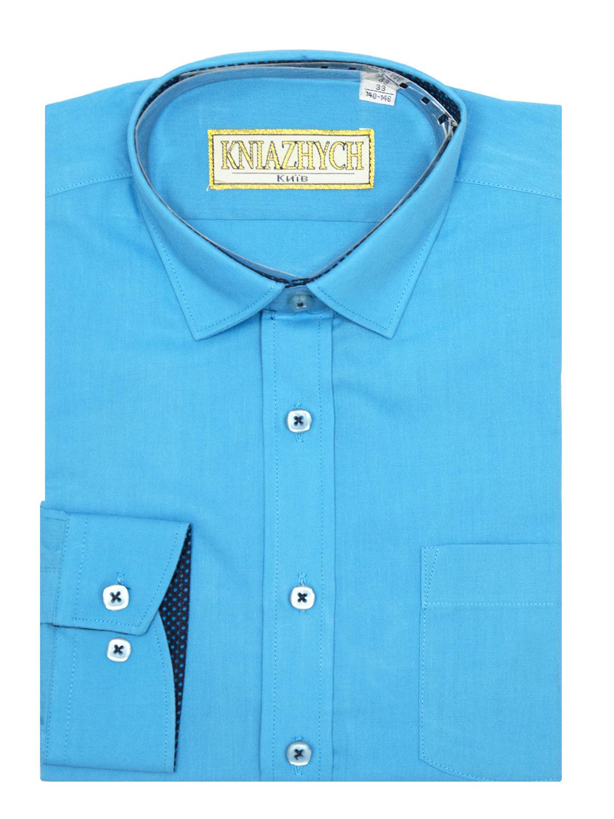 Рубашка Княжич 146-152 см р. 34 Бирюзовый (Blu aster 959 slim)