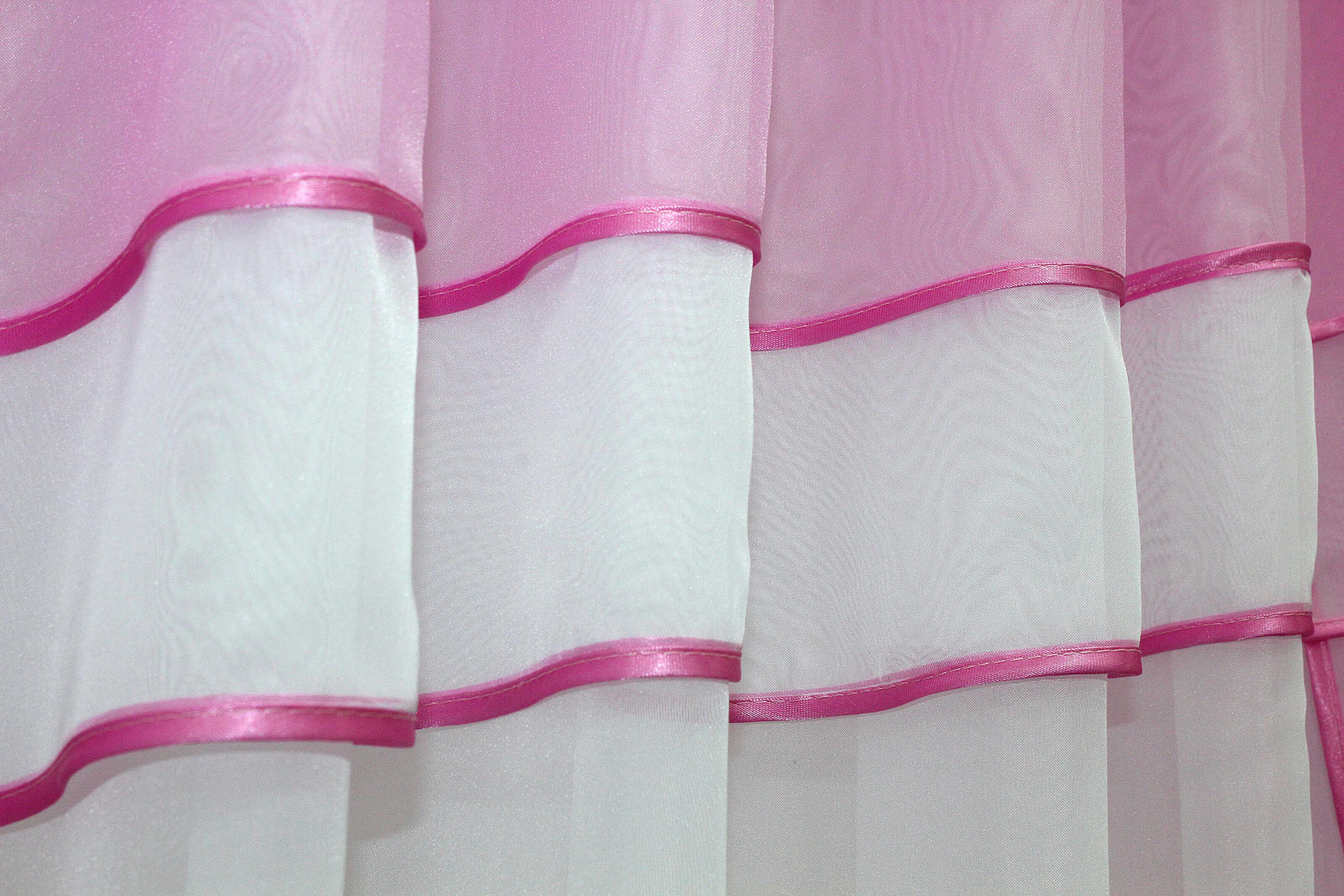 Фіранка кухонна VR-Textil № 018к з ламбрекеном 270х170 см Рожевий/Білий (50-836) - фото 5