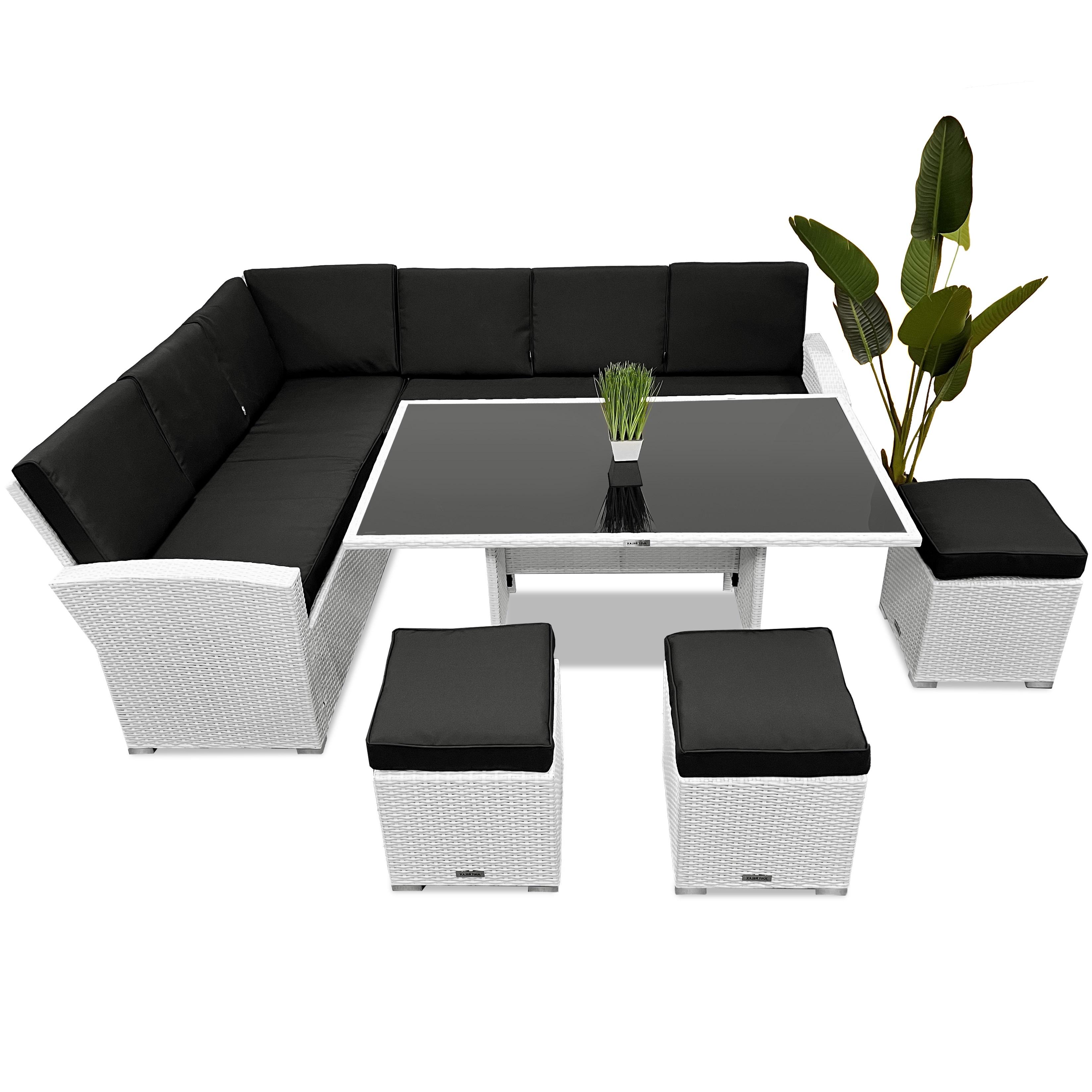 Набор садовой мебели Just Relax Milano и 3 пуфа правый угол Белый (709L White) Набор садовой мебели Just Relax Milano и 3 пуфа правый угол Белый (709L White)