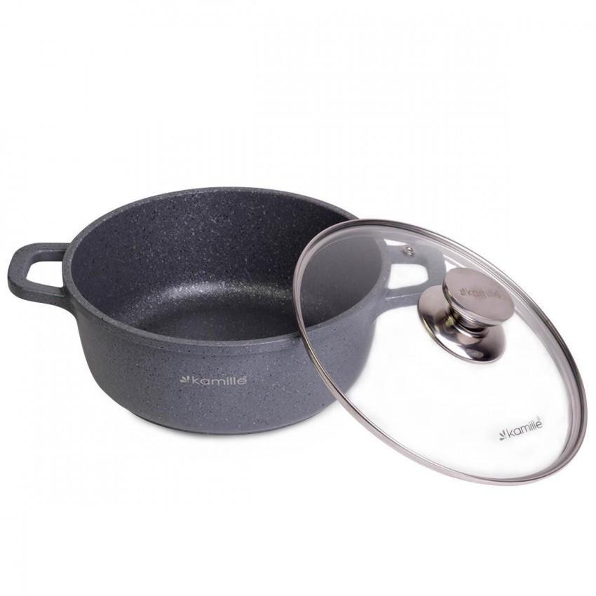 Кастрюля с крышкой Kamille алюминиевая литая с антипригарным покрытием 2,3 л 20х8,5 см Granite (4424) - фото 4 Кастрюля с крышкой Kamille алюминиевая литая с антипригарным покрытием 2,3 л 20х8,5 см Granite (4424) - фото 4