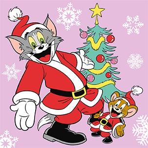 Картина по номерам для детей WB Tom and Jerry возле елки 25х25 см (2987254572)