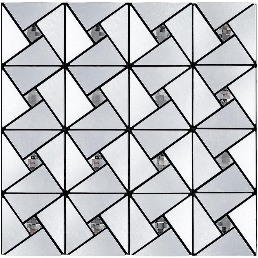 3D-панель Плитка зі стразами самоклеюча алюмінієвам300х300х3 мм Сріблястий (SW-00001325)