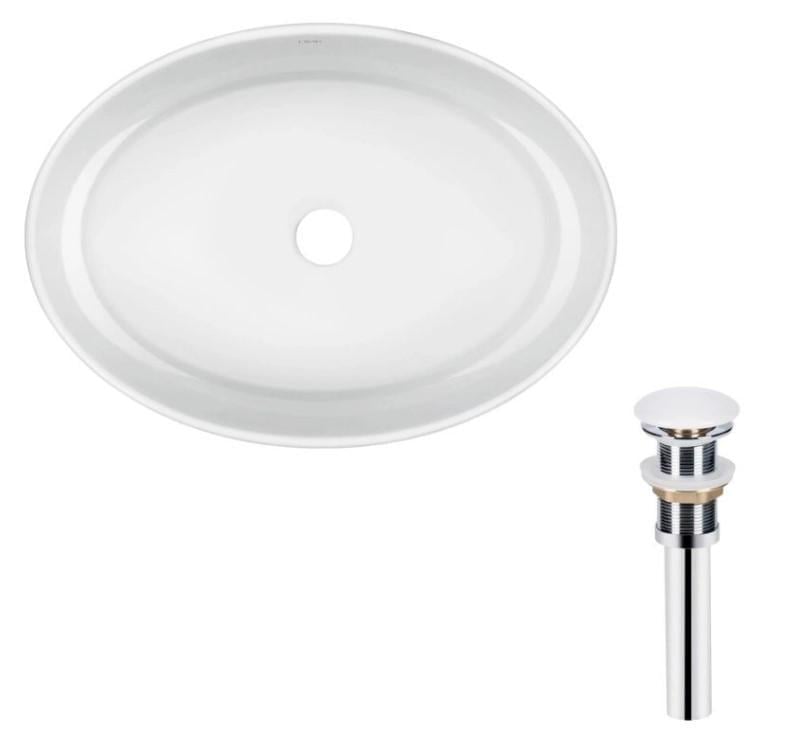 Раковина накладная овальная Qtap Kolibri 500x360x140 мм с донным клапаном PU02 White (QT10113054WN47311)