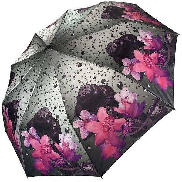 Зонт женский Mario Орхидеи атласный Серый (37527)