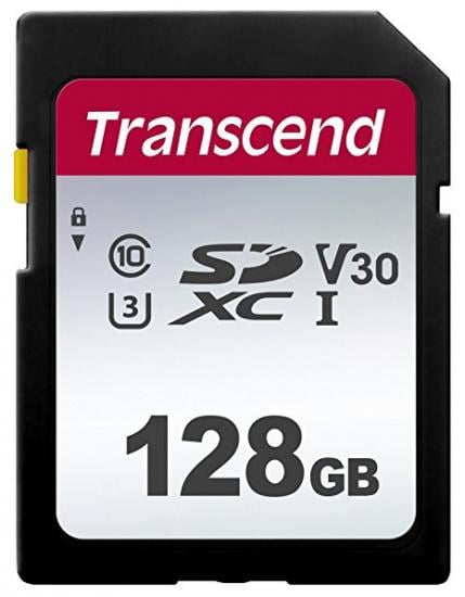 Карта памяти Transcend SD 128 GB C10 UHS-I U1 R100/W40 MB/s (ERC-TS128GSDC300S)