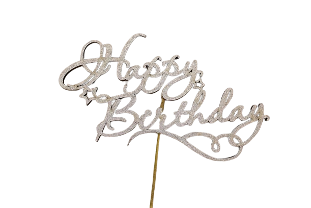 Топпер" Happy birthday" глітер срібний (3359)