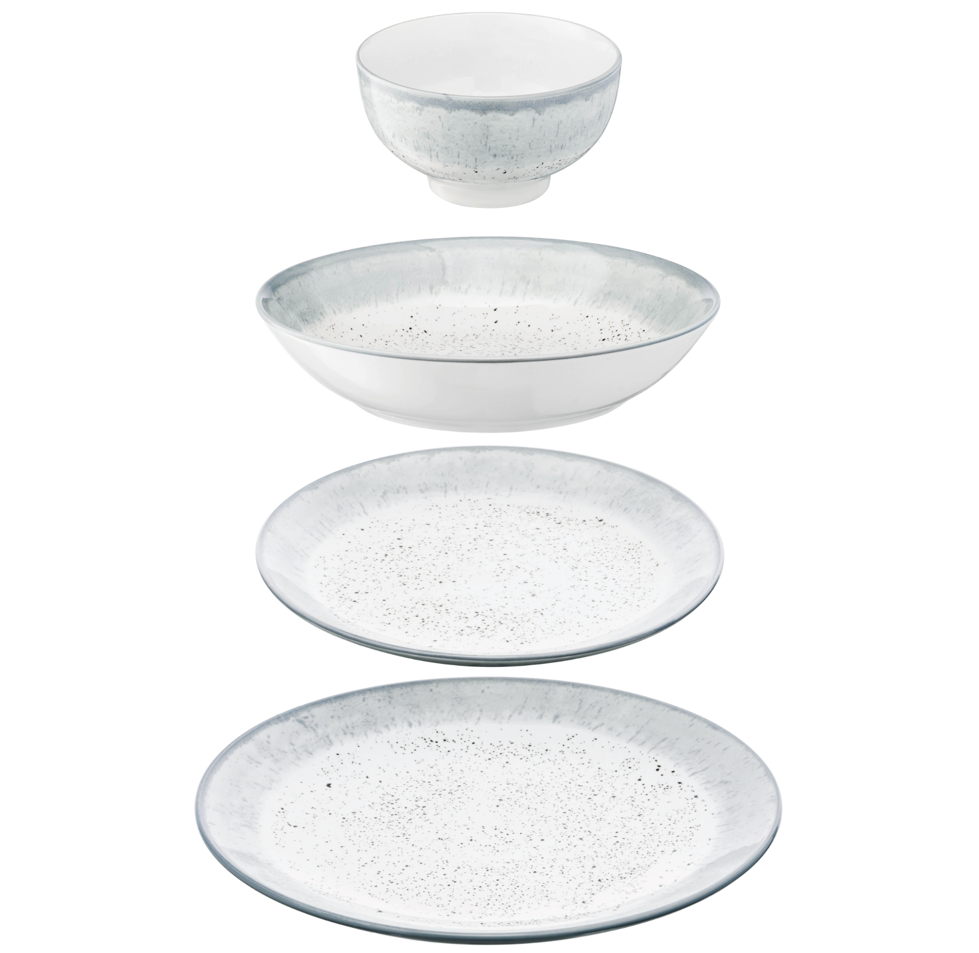 Столовый сервиз Ardesto Siena 4 предмета 1 персона фарфор Бело-серый - фото 1 Столовый сервиз Ardesto Siena 4 предмета 1 персона фарфор Бело-серый - фото 1