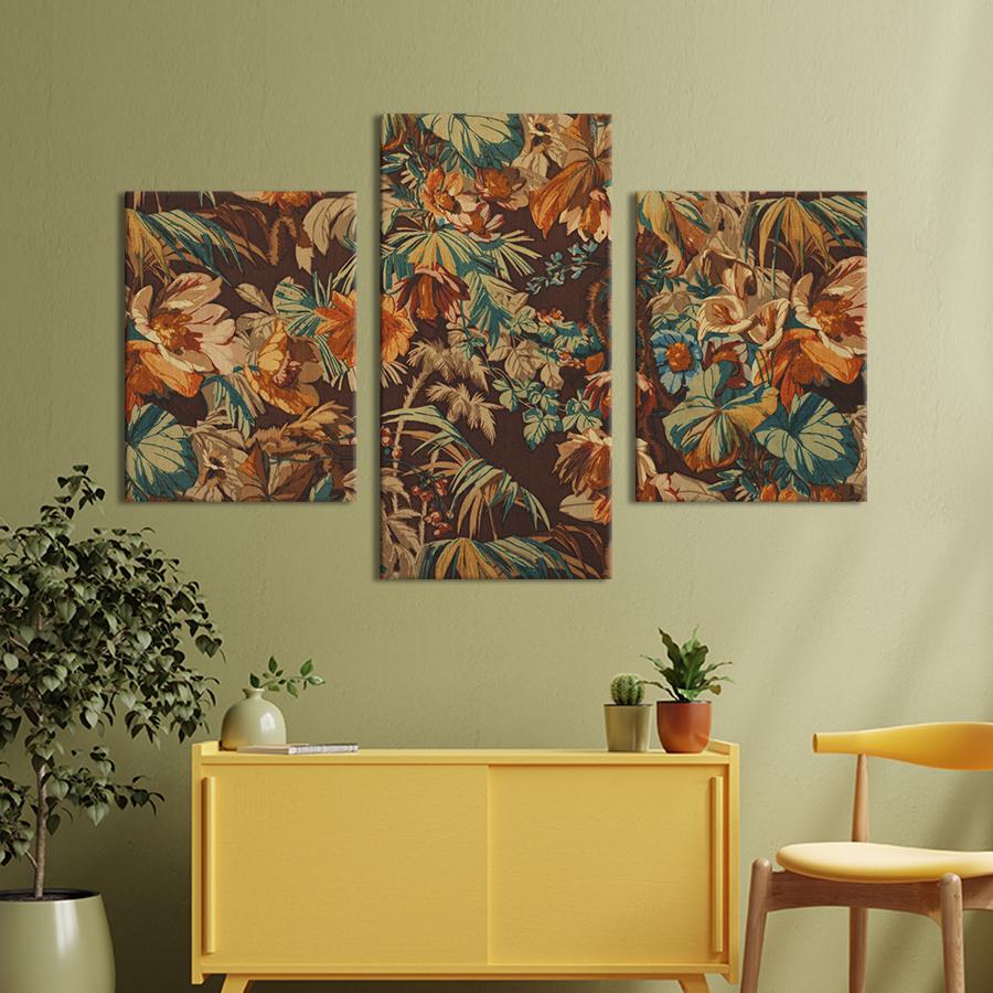 Картина на холсте триптих Красивая цветочная палитра 96x60 см (805-32)