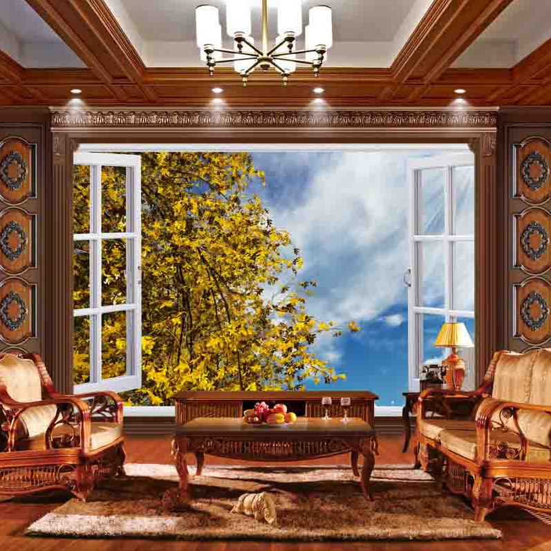 Фотошпалери, що миються флізелінові для спальні/зали/кухні Дерево з жовтим листям