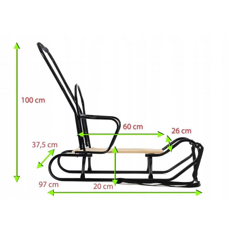 Санки 5в1 спинка/ручка/козырек/спальник Черный (2371522929_kala_2) - фото 2