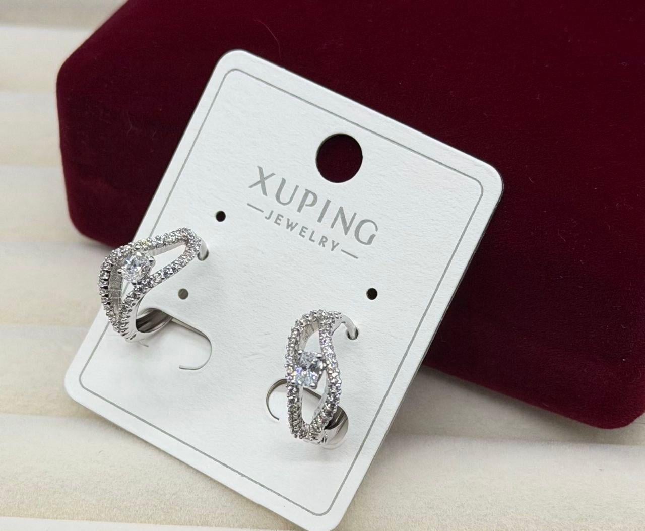 Серьги Xuping из медицинской стали фигурные с камешками и большим камнем (2905483078)