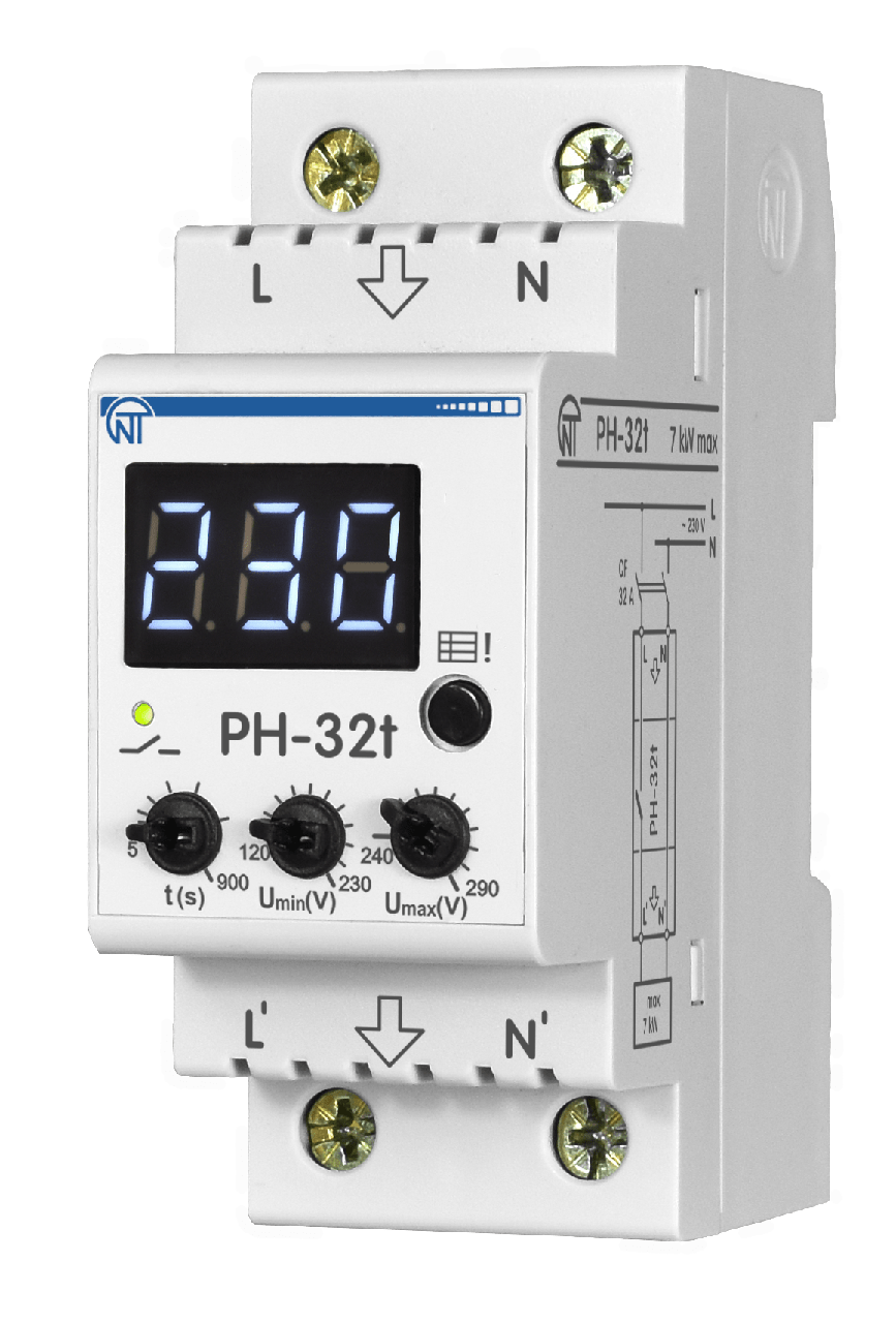 Реле напряжения Новатэк Электро РН-32t 32 Ah 220v однофазное