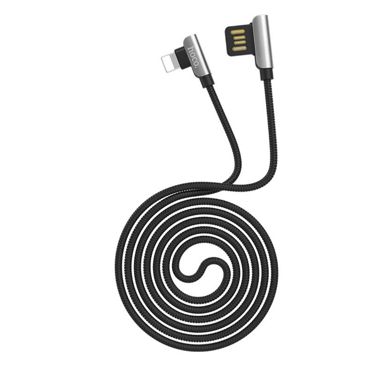 Кабель Hoco U42 exquisite steel Lightning charging data cable Black