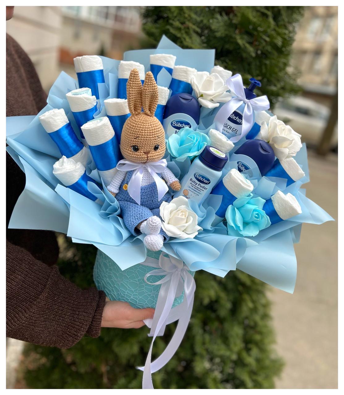 Букет з памперсів та дитячої косметики на виписку з пологового будинку Блакитний (2178008105) - фото 8 Букет з памперсів та дитячої косметики на виписку з пологового будинку Блакитний (2178008105) - фото 8