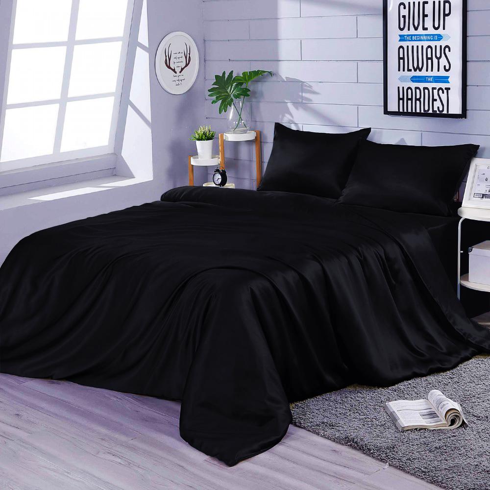 Комплект постельного белья Zastelli евро шелк искусственный 200х220 см Черный