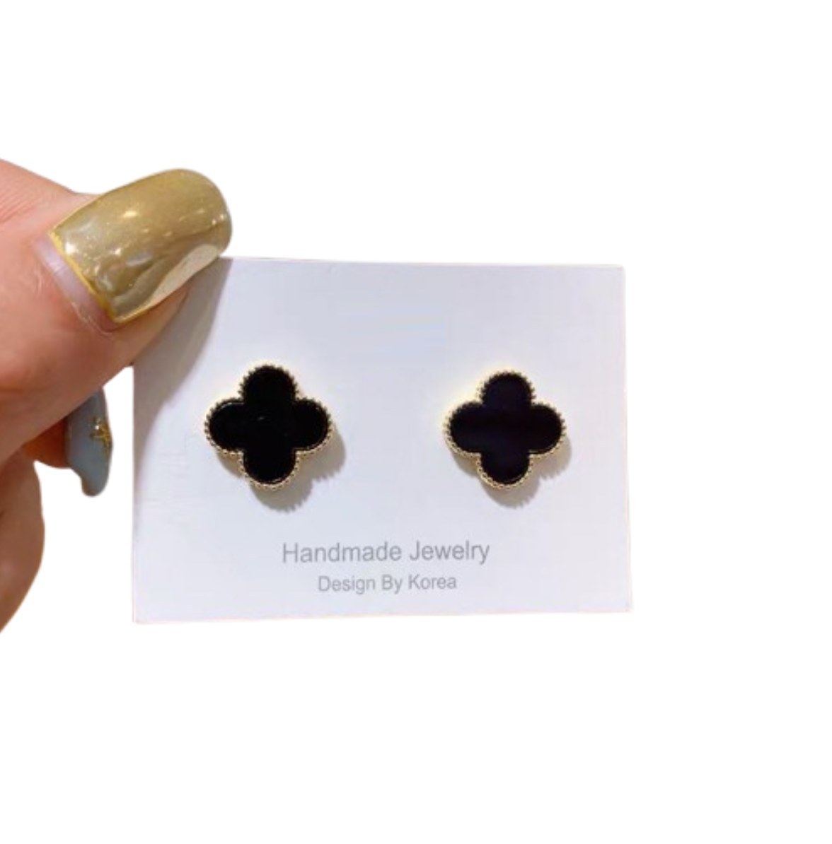 Сережки бижутерия Конюшина гвоздики классические з чорною вставкою Золотистий (70309) Сережки бижутерия Конюшина гвоздики классические з чорною вставкою Золотистий (70309)