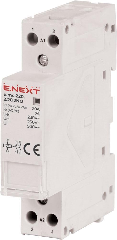 Контактор модульный E.NEXT e.mc.220.2.20.2NO 2P 20A 2NO 220V (p005017)