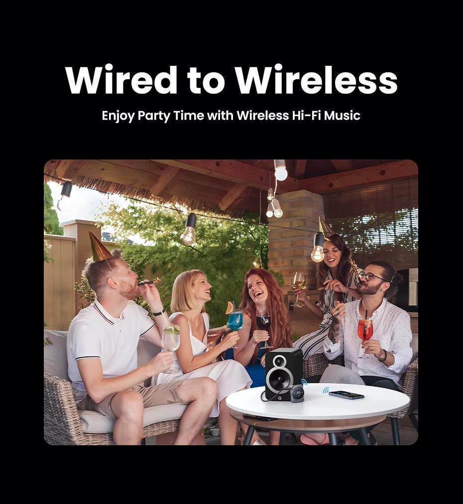 Адаптер UGREEN Bluetooth 5.4 AUX 3,5 мм 300 мАг 20 год Чорний (35003) - фото 14 Адаптер UGREEN Bluetooth 5.4 AUX 3,5 мм 300 мАг 20 год Чорний (35003) - фото 14