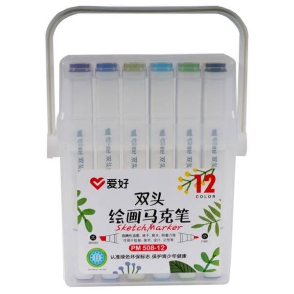 Маркер для творчества двойной AIHAO 12 цветов (MAH-AH-PM508-12)