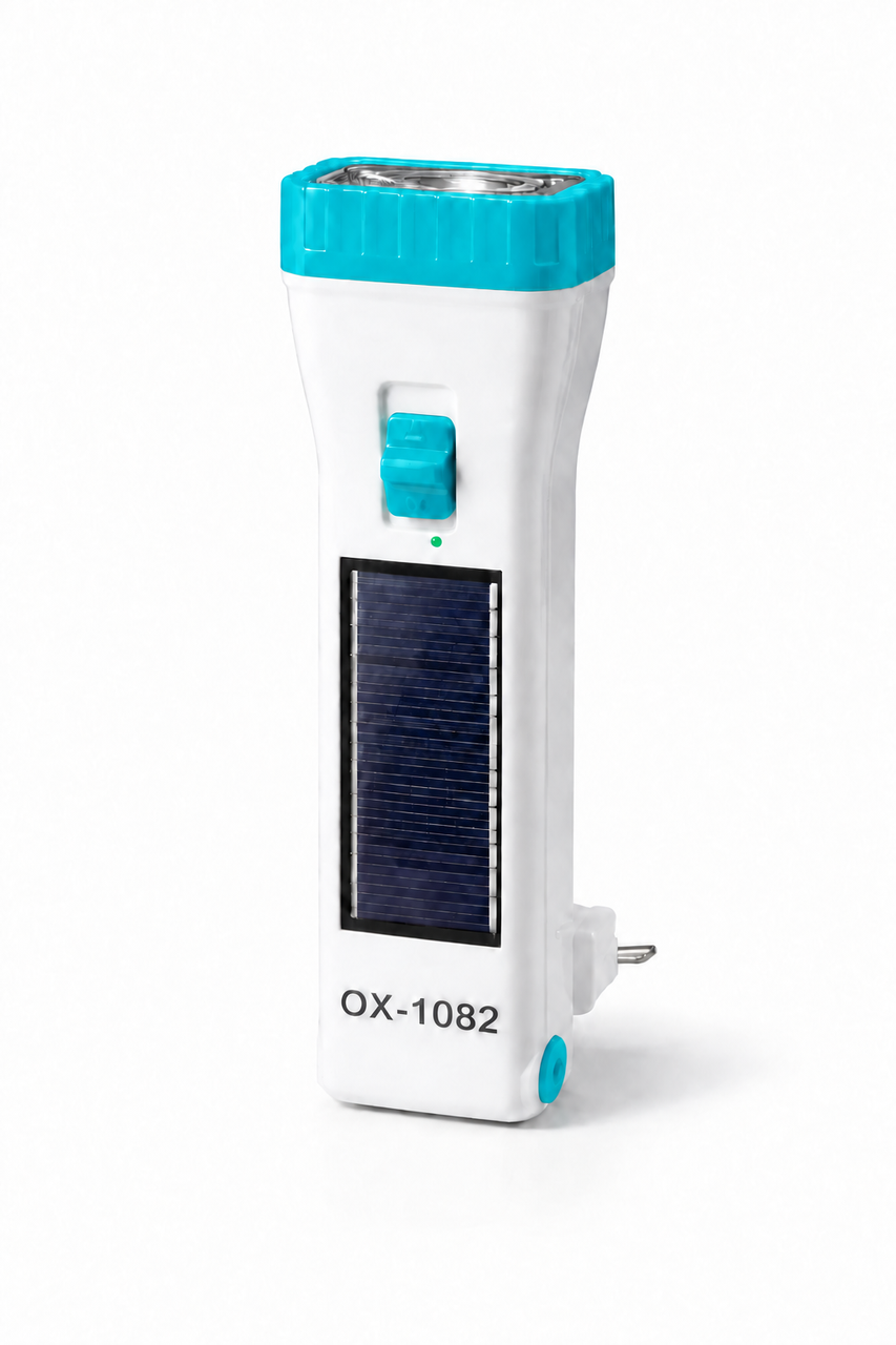 Фонарь аккумуляторный светодиодный OX1082 LED с солнечной зарядкой и зарядкой от сети Бирюзовый (3225207148)