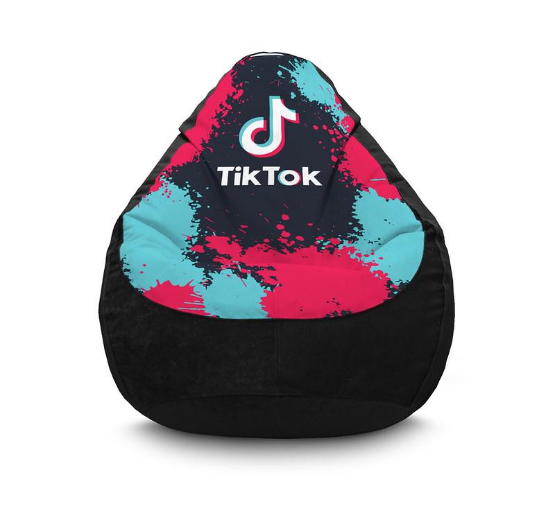 Кресло мешок iPuff Tik Tok Mega splash Black Флок XXXL 100х135 см Черный