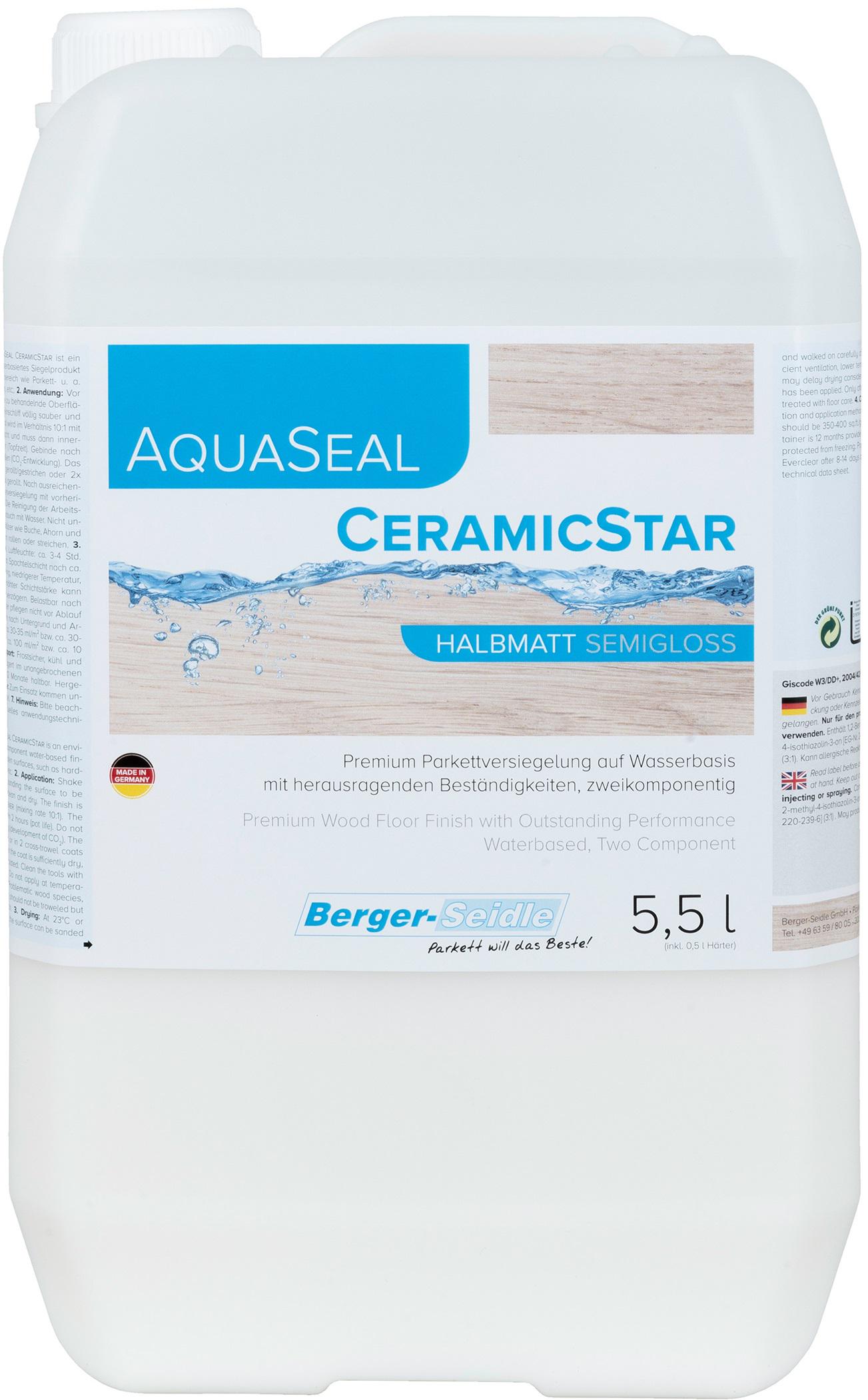 Лак паркетный двухкомпонентный на водной основе Berger AquaSeal Ceramic Star полумат 5,5 л - фото 1