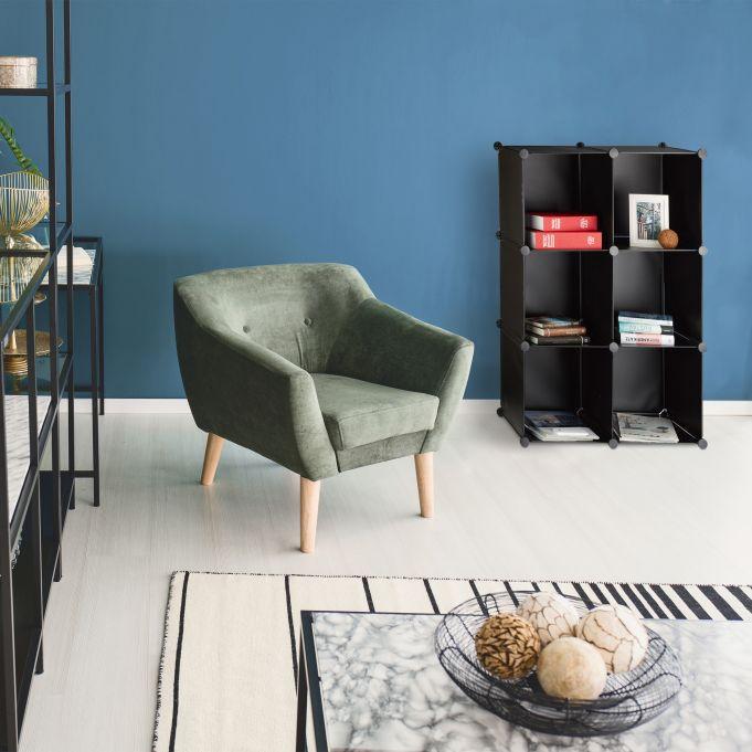 Полка для хранения ступенчатая модульная Relaxdays 6 отделений полипропилен до 90 кг 110x110x35 см - фото 3 Полка для хранения ступенчатая модульная Relaxdays 6 отделений полипропилен до 90 кг 110x110x35 см - фото 3