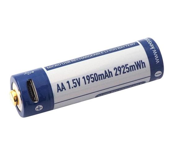 Аккумулятор Keeppower с microUS 1950 mAh AA 14500 1,5В Синий с белым