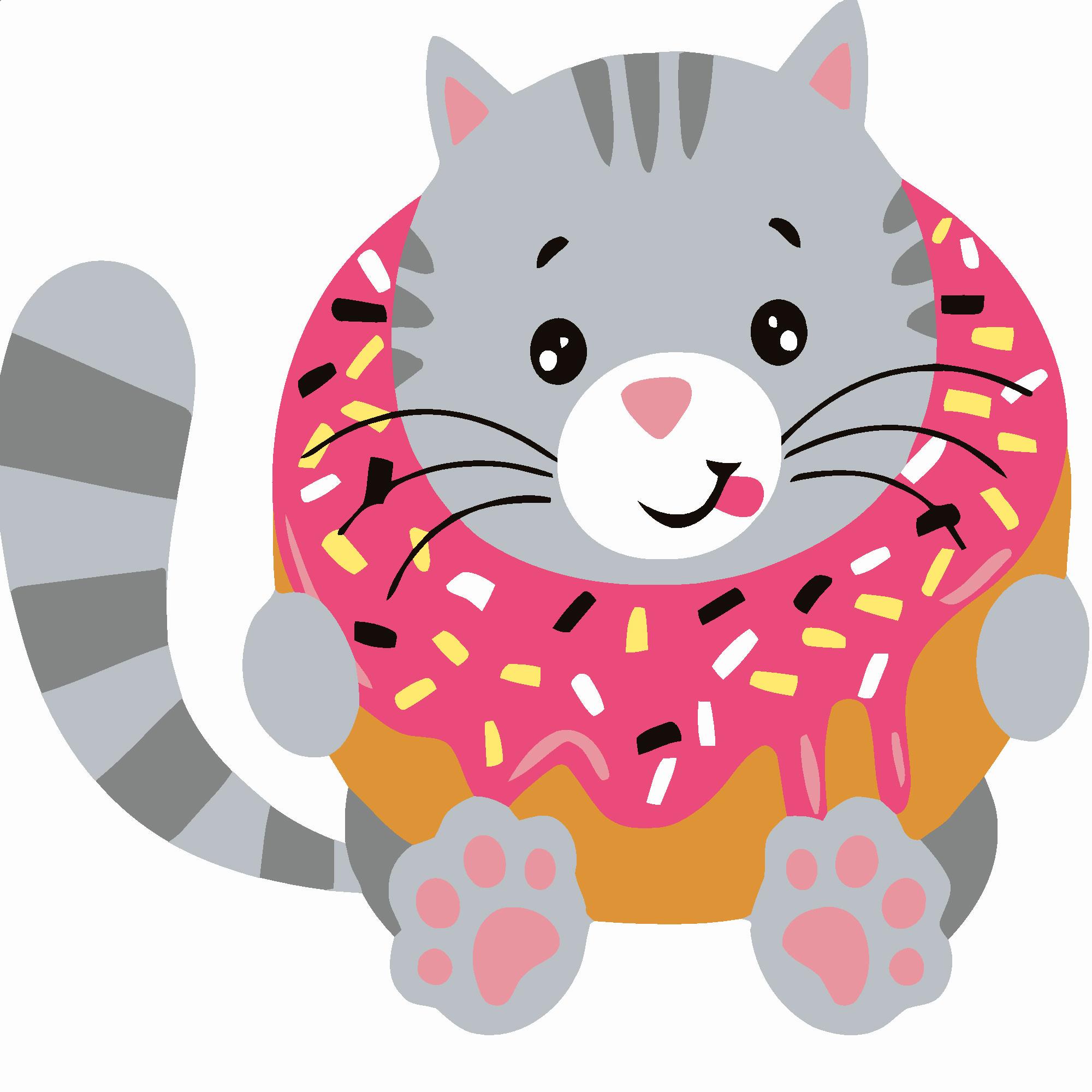 Картина по номерам Strateg Котенок с пончиком 20x20 см (Str-HH7100)