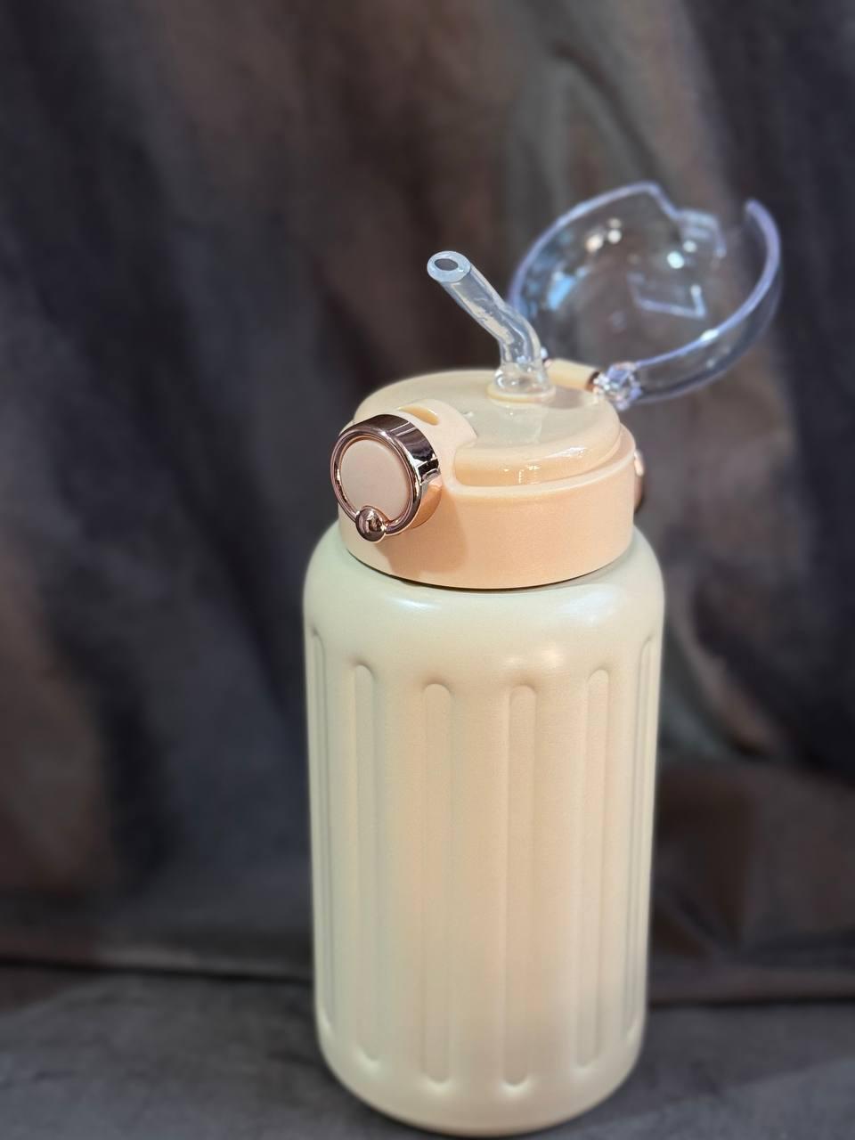 Термос з трубочкою Stenson з нержавіючої сталі 500 мл Бежевий (MT-5351-2)