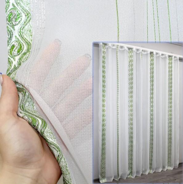 Тюль креп/шифон Белый/Зеленый (1254т) - фото 6 Тюль креп/шифон Белый/Зеленый (1254т) - фото 6