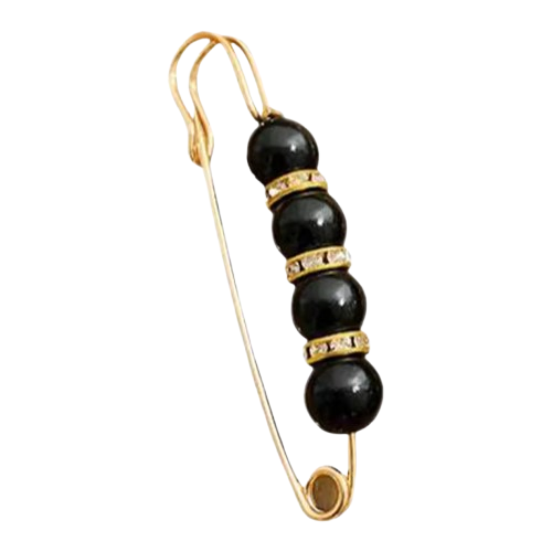 Брошка-шпилька з перлами 7,5 см Золотистий з чорними перлами (30764028) Брошка-шпилька з перлами 7,5 см Золотистий з чорними перлами (30764028)