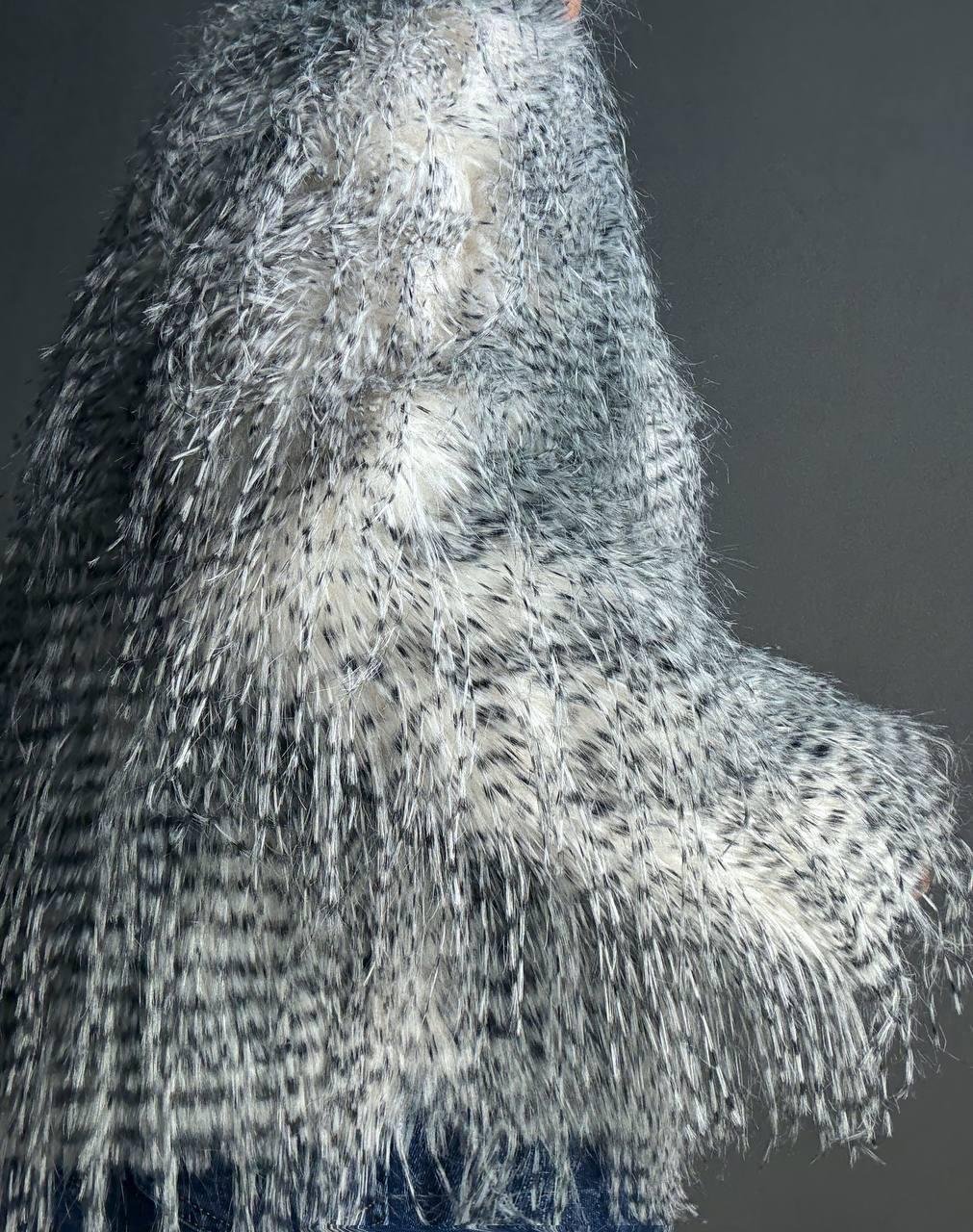 Шуба женская Fancy Matinee 111 искусственный мех перо короткая L Серый (4841) - фото 2