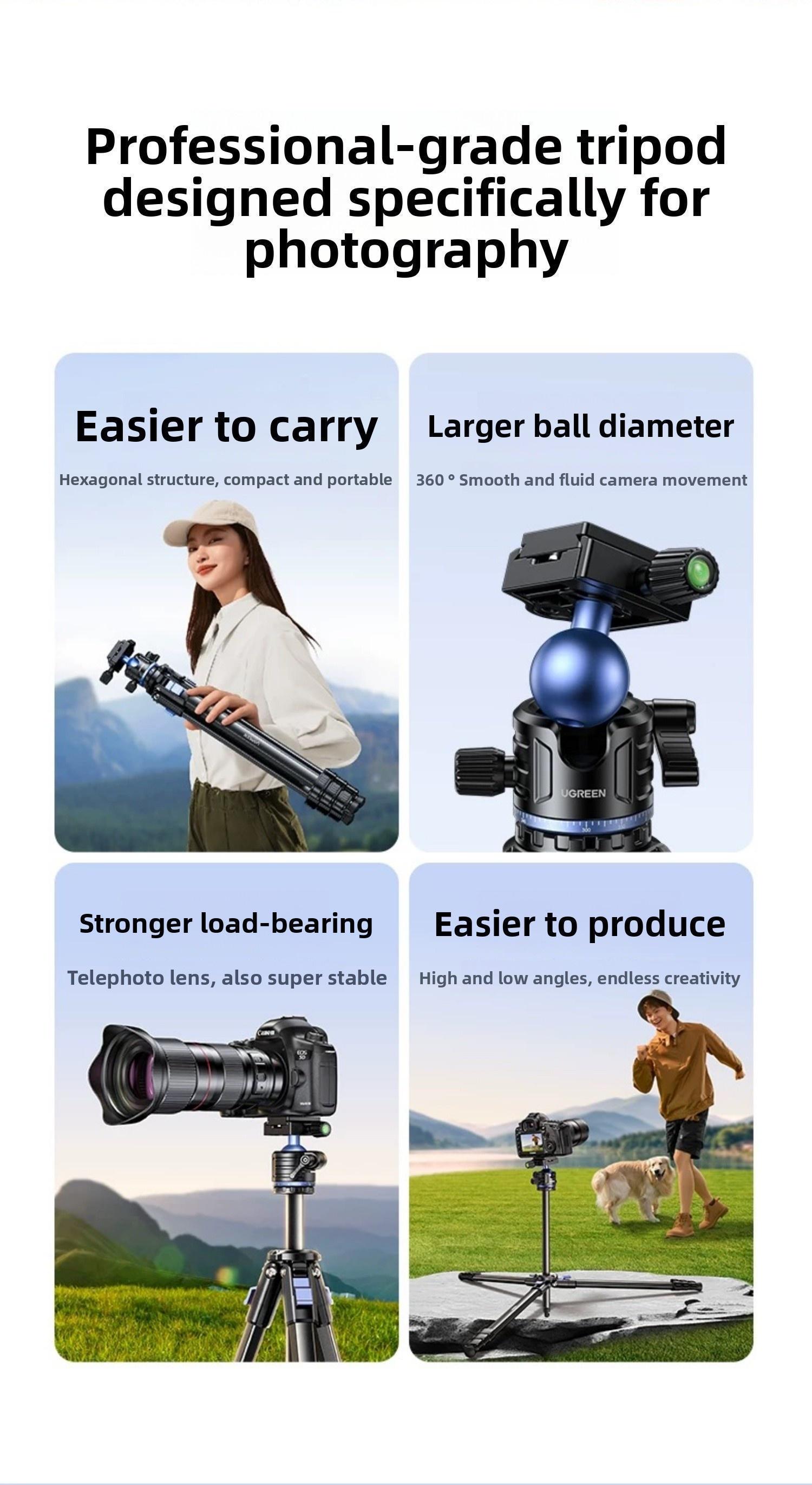 Штатив телескопический Ugreen 15 алюминиевый 165 см (55925) - фото 6 Штатив телескопический Ugreen 15 алюминиевый 165 см (55925) - фото 6