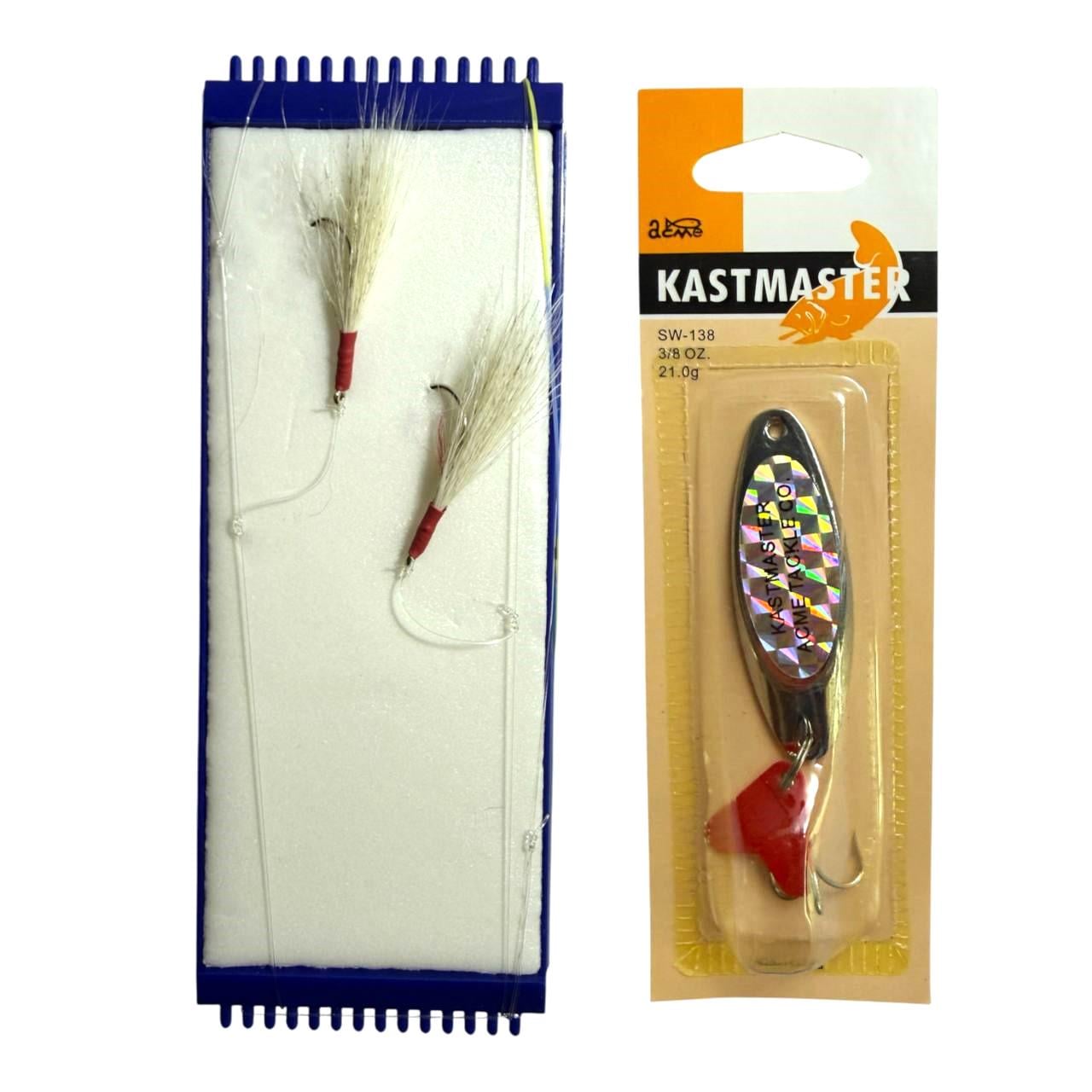 Снасть с блесной Kastmaster Жереха-готовая 2 крючка бородка из козьей шерсти 21 г (1477591875)