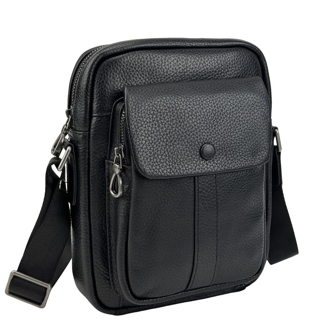 Мужская сумка-кроссбоди кожаная Tiding Bag 1639A Черный (2656559590)