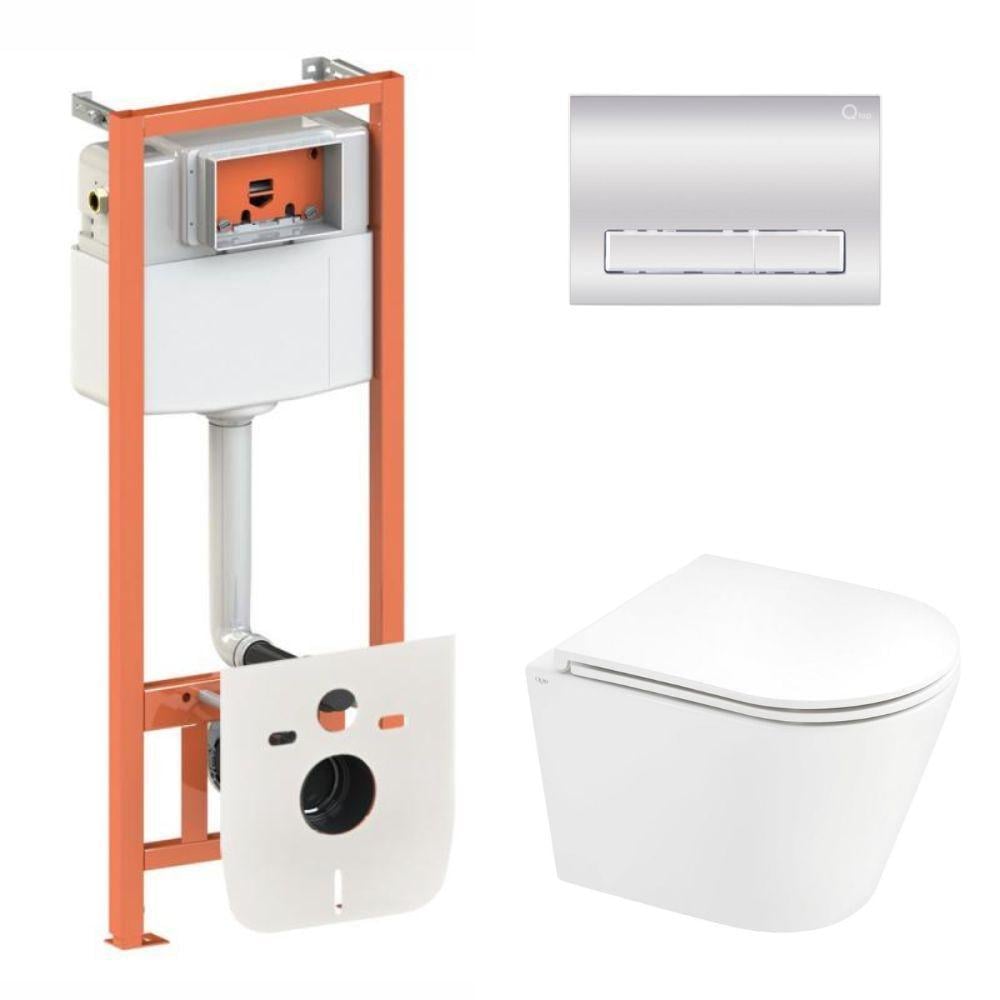 Комплект для ванной комнаты Qtap подвесной унитаз Scorpio Ultra Quiet и комплект установки Nest 4в1 линейная клавиша (2698583879)