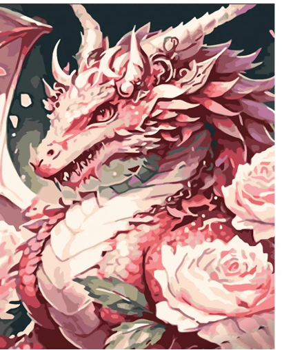Картина по номерам Strateg Цветочный дракон 30х40 см (SS6743)