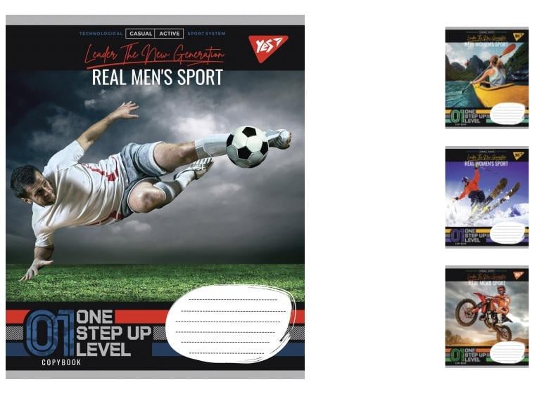 Зошити учнівські у клітинку YES Real sport 36 арк. 15 шт. в уп. (MTT-150129)