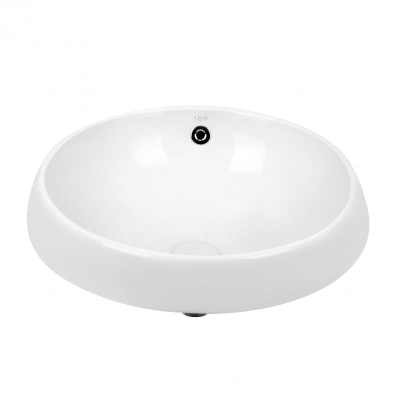 Раковина Qtap Jay врізна кругла з донним клапаном 475х475х200 мм White