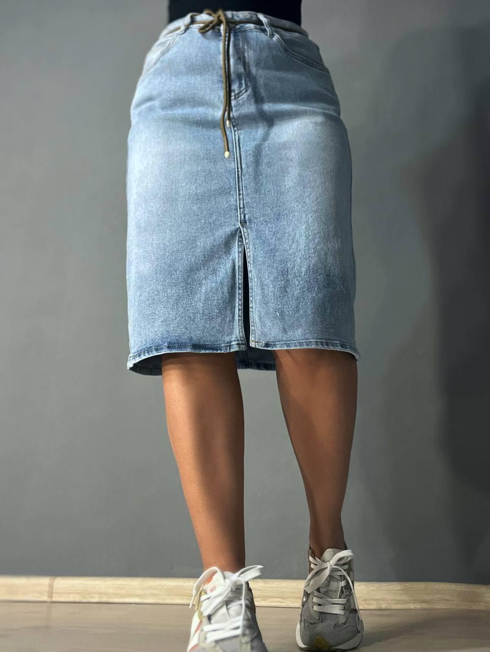 Юбка женская джинсовая Ladyn 802 с разрезом р. 36 Голубой (26881526)