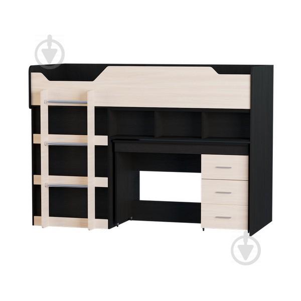 Кровать чердак с выкатным столом Эверест-2 венге молочный